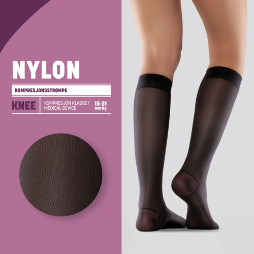 Mabs Nylon kompresjonsstrømpe kne sort XL 1 par