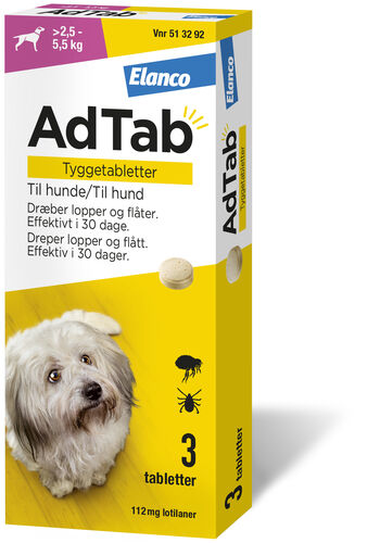 AdTab vet tyggetablett 112mg til hund (2,5-5,5 kg)