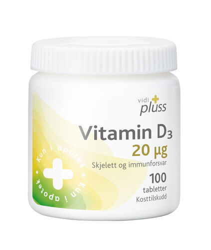 Vidi pluss vitamin D 20 mcg 100 tabletter