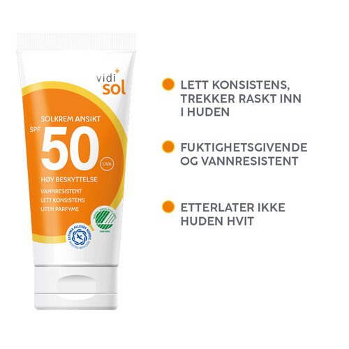 Vidi solkrem til ansikt SPF50 50 ml