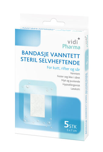 Vidi Pharma bandasje vanntett steril selvheftende 5x7 cm 5 stk