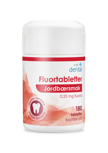 Vidi dental fluortabletter 0,25 mg jordbærsmak 180 stk