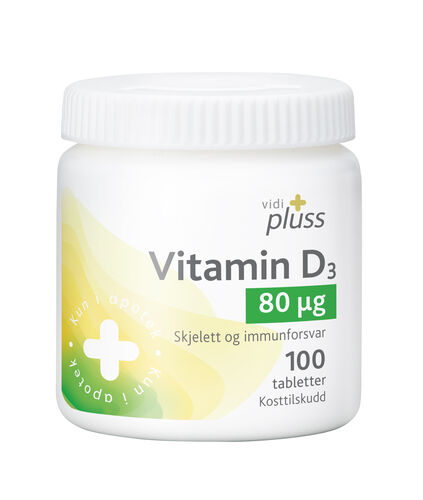 Vidi pluss vitamin D 80mcg 100 tabletter