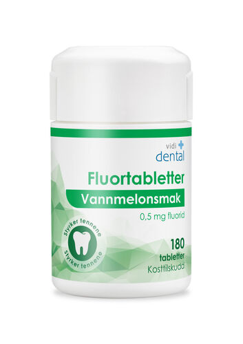 Vidi dental fluortabletter 0,5 mg vannmelonsmak 180 stk