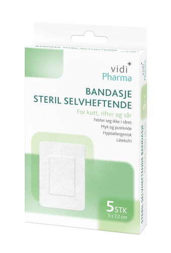 Vidi Pharma bandasje steril selvheftende 5x7,2 cm 5 stk