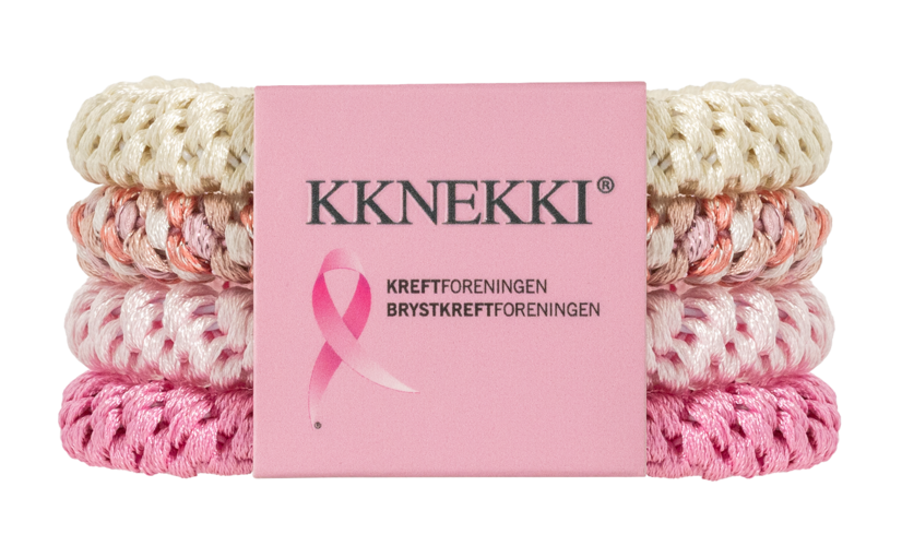 Rosa sløyfe Kknekki hårstrikk 4 stk
