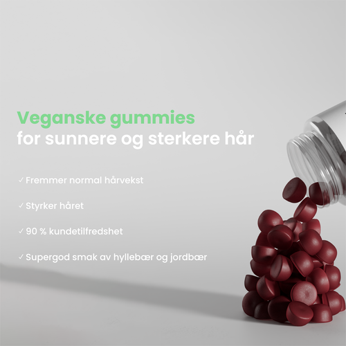 Hair Luxious for henne - veganske gummies med hyllebær og jordbærsmak 60 stk
