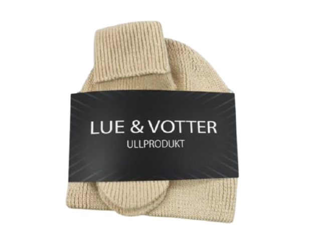Lue og votter beige onesize