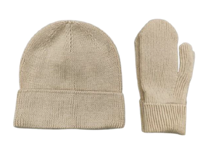 Lue og votter beige onesize